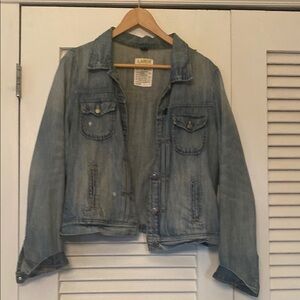 JCrew distressed denim jacket size L